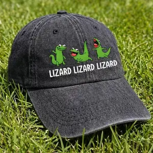 Tom the Lizard Lizard Lizard Embroidered Washed Hat - Embroidered Cap Merch - Casual Wear Washable Material Versatile for Everyday Use