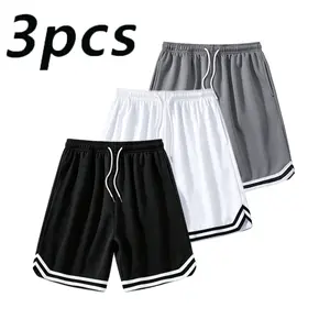 Men’s mesh shorts 3-piece set, three-piece set, sports basketball shorts, suitable for running, fitness, cycling, hiking