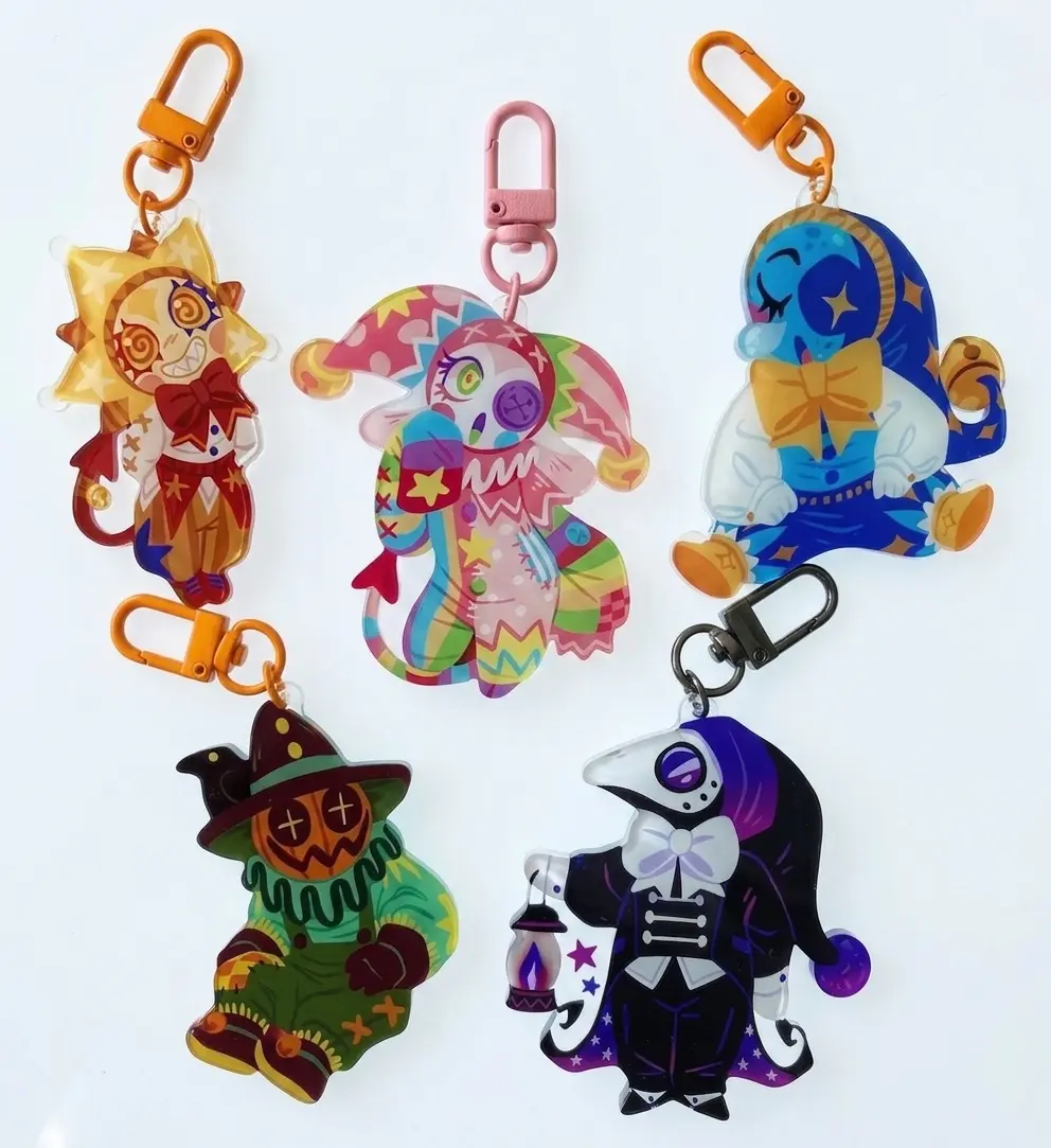 Creepy Circus Acrylic Keychains | Clown Jester Plague Doctor Keychains | Goth Cute Gift