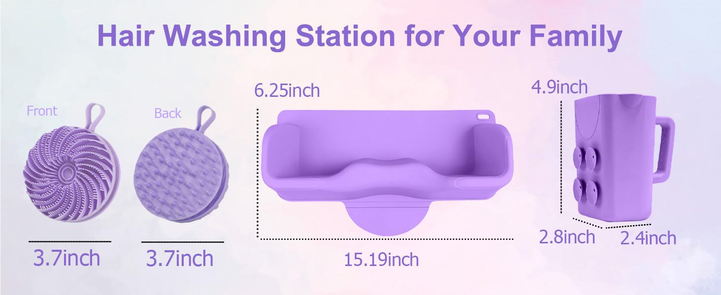 Shampoo Bowl, Hair Station for Kids and Elderly with Rinse Cup & Scalp Massager, Hair for Sink or at Home with Neck