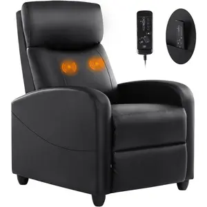 XMSJ PU Leather Recliner Chair with Footrest & 8 Modes Massage - Perfect for Home Theater Seating on Viral TikTok Shop