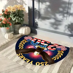 1pc Half Round Entrance Mat, American 250th Anniversary Eagle Pattern Carpet , Bedroom Courtyard Kitchen Decorate Rug, Independence Day Home Decoration