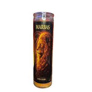 Marbas Ritual Intention Candle – Orange Wax, Prepared with Herbs, Includes Bilingual Prayer – 7-Day Candle