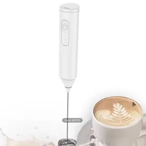 (White) Coffe Mixer Easy To Use Whisk Milk Button Stop Rich Creamy Froth Seconds