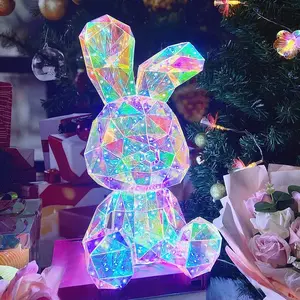 1 LED Rabbit Light, Christmas Decorative Lights, Desktop Glowing Rabbit, Display Glowing Valentine's Rabbit, Dreamy Fairy Tale Lights, Battery-Powered Mode, Ideal for Festive Soft Ambiance Decorations, Halloween and Christmas Decorations