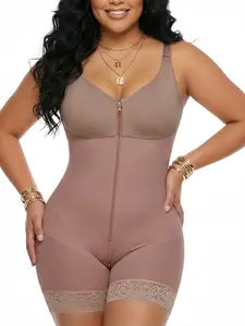 1 Count Women's Colombianas Shapewear, Fajas, Underwear, Shapewear Bodysuit Tummy Control Butt Lifter Shaper with Zipper Crotch Detachable Shoulder Strap, High-Elastic Jumpsuit, Suitable For Home Leisure Out Fashion Wear, Style, Abdomen Shapewear