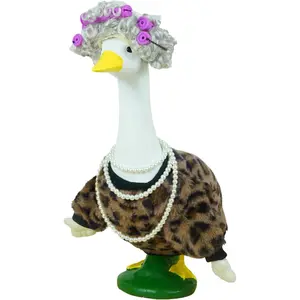 Porch Goose Leopard Outfit, 17" 23" Porch Goose Clothes Grandma Costume with Curly Hair & Necklace