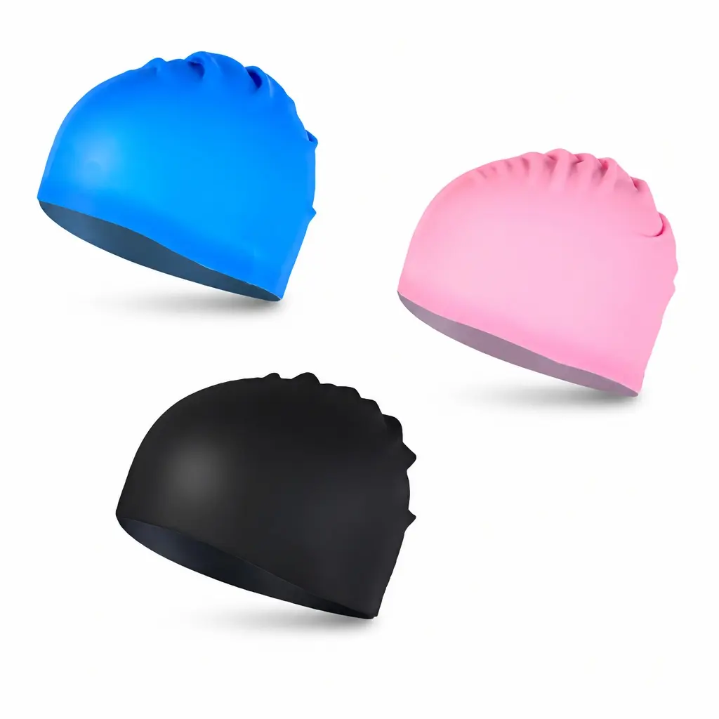 Extra Large Silicone Swim Cap for Long Hair Unisex Stretchy Swimming Cap with Ear Coverage Comfortable Waterproof Swim Hat for Men and Women