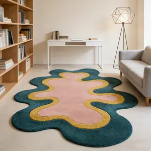 1 piece, Irregular wavy living room rug, Shaggy Area Rug, Modern abstract rug, Decorative area rug, washable, non-slip, soft and comfortable plush rug, suitable for living room, bedroom, A perfect gift for friends