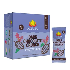 Amrita Dark Chocolate Crunch Protein Bars (12 Bars) - 12g Protein, 10g Fiber, Nut-Free, Vegan, Top 9 Allergen-Friendly Snack