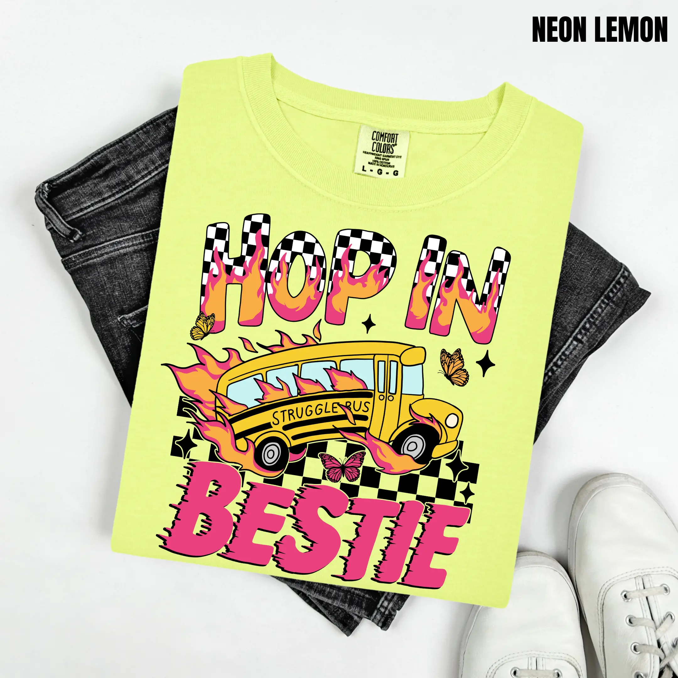 Hop In Bestie Bus Comfort Colors T-Shirt 'NLB'