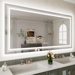 36"x28" LED Bathroom Mirror, Front Light and Backlit LED Mirror for Bathroom, Lighted Vanity Mirror for Wall, Stepless Dimmable, Anti-Fog, Shatter-Proof, Memory, Double LED Vanity Mirror