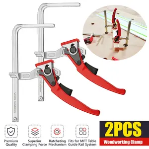 2PCS Alloy Steel Quick Ratchet Track Woodworking MFT Clamp Saw Guide Rail
