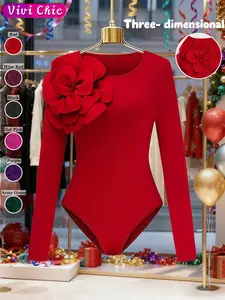Women's Fashion One-Piece Jumpsuit, Slim-Fitting Plain Design, Elegant Style for Spring & Fall, Comfortable Ladies' Overall Bodysuits