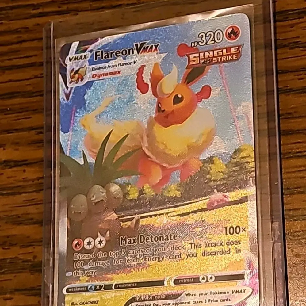 Flareon VMax Dynamax Jumbo Card - 320 HP Single Strike Max Detonate Attack - Pokemon Trading Card Game - TikTok Shop Flareon VMax Dynamax Jumbo Card - 320 HP Single Strike Max Detonate Attack - Pokemon Trading Card Game - TikTok Shop