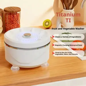 Portable Fruit Vegetable Cleaner Multifunctional Food Purifier Automatic Washing Machine Titanium Deep Cleaning for Produce Meat Pesticide Residue Removal Rechargeable Waterproof Kitchen Gadget water filter