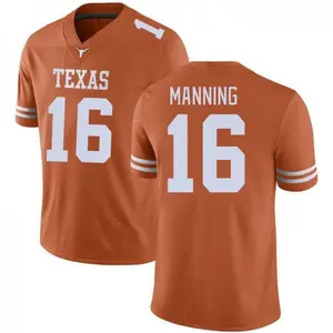 Burnt Orange Manning #16 Football Jersey Unisex Fan Style Sports Shirt Short Sleeve Athletic Top