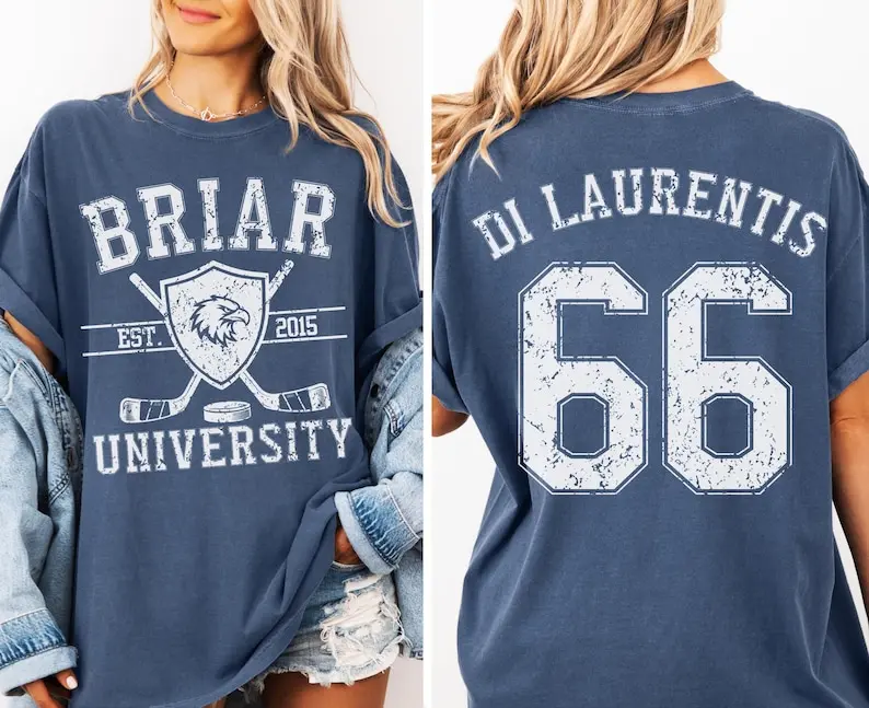 (Sale Off Up To 50%) Briar U Hockey Shirt Vintage Dean Di Laurentis 66 TShirt University College Oversize Tee Custom Mom Game Shirt Romance Novel Gift,  Full Color, For Men, For Women, Casual, Classic Fashion, Tee Print