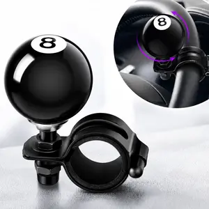Black 8 Ball Steering Wheel Knob Spinner, 360 Degree Suicide Steering Wheel Knob Accessory for Cars, Trucks, Semis & Tractors