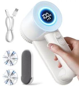 Rechargeable Fabric Shaver, 2 in 1 Electric Lint Remover with Lint Brush, Fuzz Lint Shaver, Sweater Shaver to Remove Pilling, Fabric Defuzzer for Clothes, Furniture (White) ChoreChamp