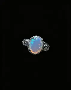 Evelyn(11328)gc.S925 adjustable natural opal ring $32/pc