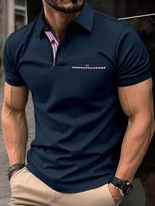 Men's Button Front Shortsleeve Polo Shirt, Casual Short Sleeve Polo Top for Summer, Fashion Men's Clothes for Daily Wear, Casual Golf Polo