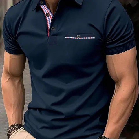 Men's Button Front Shortsleeve Polo Shirt, Casual Short Sleeve Polo Top for Summer, Fashion Men's Clothes for Daily Wear, Casual Golf Polo, Polo Style