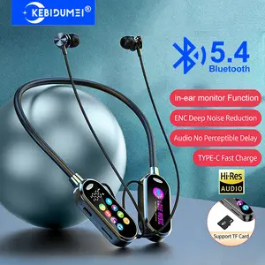 Bluetooth 5.4 Earphones Neckband Headphones Color Screen Wireless Headsets Noise Reduction Earbuds Earphone Monitor