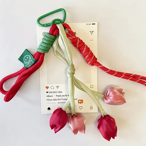 Bag Charm Tulip Flower Multiple Colors Available Complex Design Gift To A Friend Suitable For Bags And Keys Bag Decoration Keychain Purse Charms, Bag Accessories