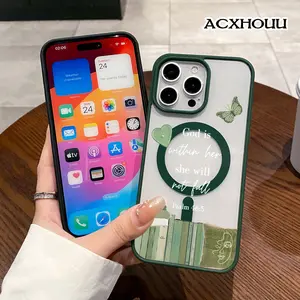 Magnetic Stylish Case for iPhone 17 16 E Pro Max 15 Plus 14 13 12 11 XS XR, Sage Green Serenity Aesthetic | Shockproof, Silicone, Lightweight, Girly, and Scratch Resistant Protection