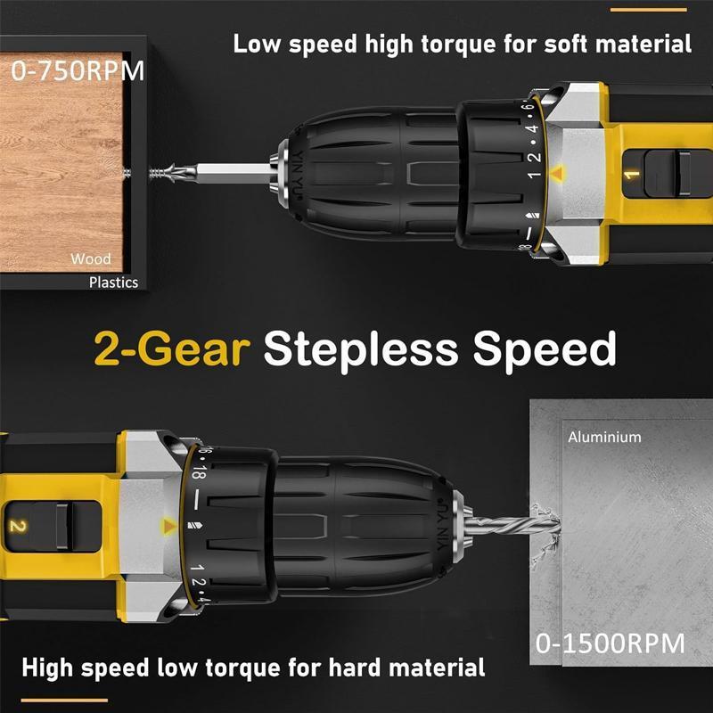 Cordless Drill Tool Set  21V Electric Power Drill with 1.5AhLithium-ion Battery and Charger–USB/Type-C Rechargeable, Portable, All-in-One DIY & Home Toolbox Kit,Drill Driver Kit for Home Decoration,Repair And DIY ,gifts fathersdaygift
