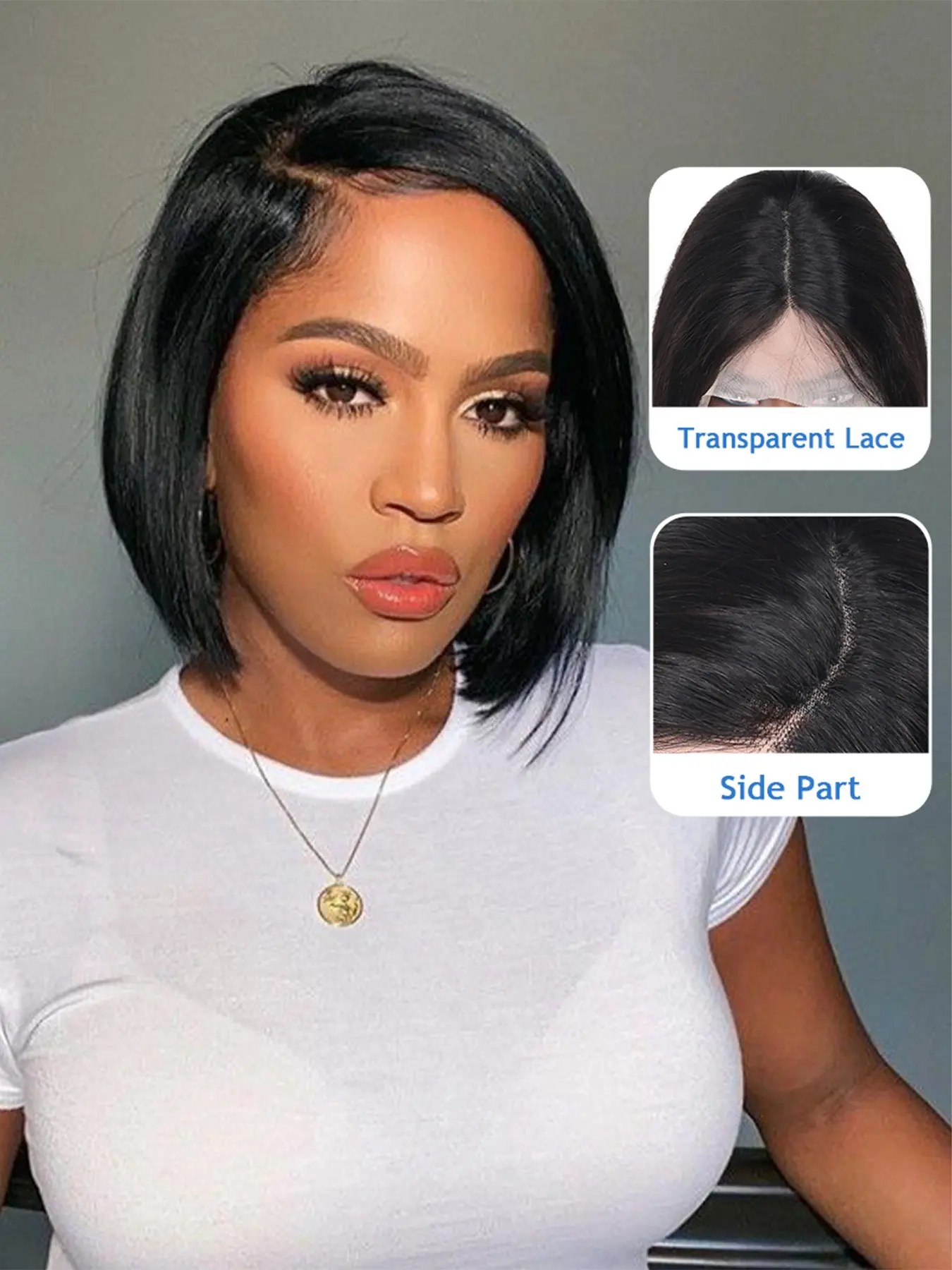 Side Part Bob Human Hair Wigs 13x4x1 Lace Front Wigs Straight Bob 180% Density HD Lace Front Wig Human Hair Pre Plucked with Baby Hair Short Bob Wigs for Women