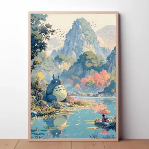 My Neighbor Totoro Anime Poster, Totoro Studio Ghibli Art Print Anime Posters (NO FRAME)
