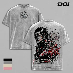 Sasuke Uchiha x NRT Dark Curse Mark Graphic Tee, Anime Vintage Washed T-Shirt, Uchiha Revenge Aesthetic Design, Streetwear Heavy Cotton Unisex Shirt, Gift for Naruto Fans
