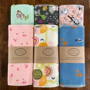 Limited Run 6 Pack Eco-Friendly Kitchen Paper Towel Replacement 100% Cotton Flannel Reusable Absorbent Sewn Edges for Durability Cleaning Koala