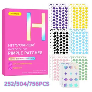 Star Acne Patches 252/756 Pieces, High-Quality Emergency Skincare, Invisible Hydrogel Absorbs Pus Quickly, Reduces Swelling, Cute Star Design, Hydrocolloid Acne Patch