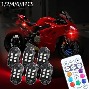 Wireless Remote Control LED Strobe Lights - 8 Colors, 10 Modes, USB Rechargeable, Waterproof for Motorcycle, Car, Drone, Bike
