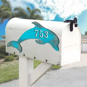 Designocracy MA985193-12 12 in. Dolphin Coastal Wooden House Number Sign Decor