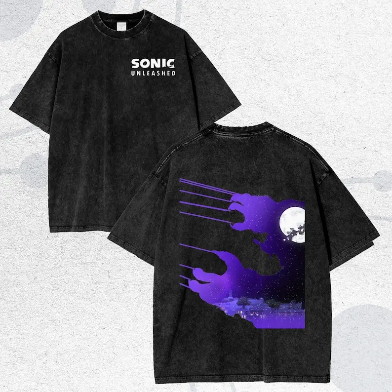 Sonic the Hedgehog & Shadow the Hedgehog Graphic + Soft Unisex Tee + Oversized Fit + Vintage Washed, Gamer Vibe + Gift for Anime Lovers!