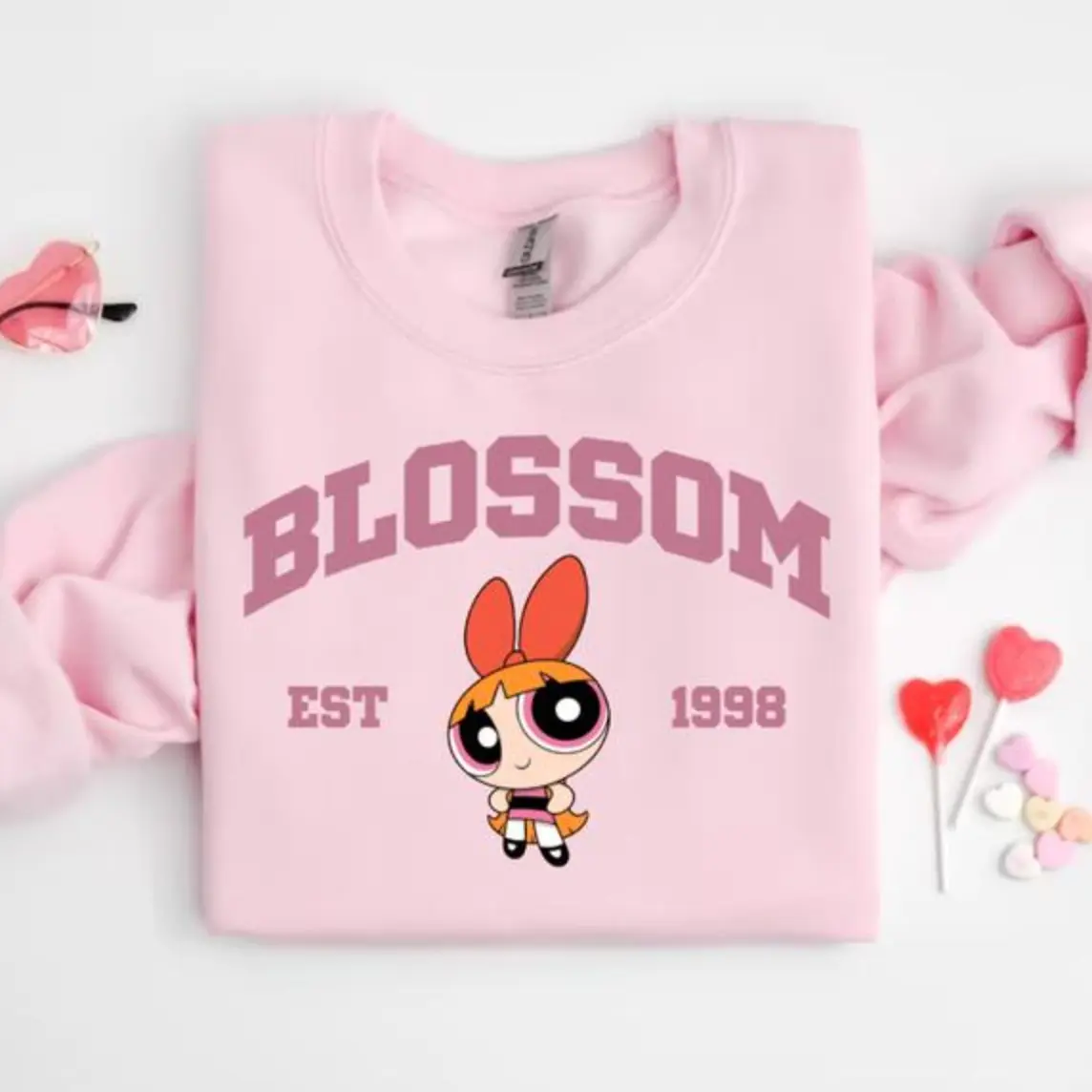 Blossom Sweatshirt, Powerpuff Girls Character Sweatshirt, Cartoon Shirts, Trending Crewneck, Halloween Shirt, Gift For Friends, Cute Cozy Gift for Her, Gift for Women, for Man, Casual Streetwear Top for Men & Women