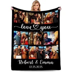 Click “Shop Chat”, Send Photos, Custom Photo Blanket with Text, Fast Next Day Shipping, Personalized Gifts for Boyfriend Girlfriend, Custom Blanket with Picture, Customized Photo Blanket for Husband Wife, Men Women Gifts for Christmas Wedding Birthday