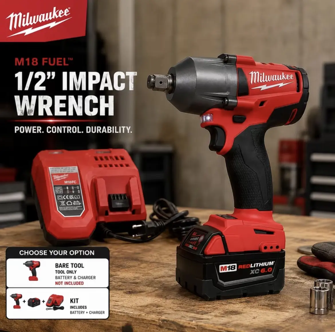 Milwaukee Cordless Brushless Impact Wrench, 900N.m Torque, Cordless Design, Brushless Technology for Construction & Auto Repair (Tools & Hardware Hand Tool), Maintenance