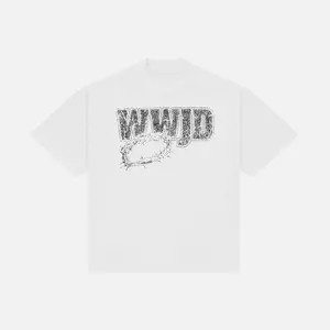 FEEGO WWJD CROWN THORN Graphic Tee, Jesus Apparel, Christian Merch Shirt Cotton Menswear gift idea graphic tee t-shirt