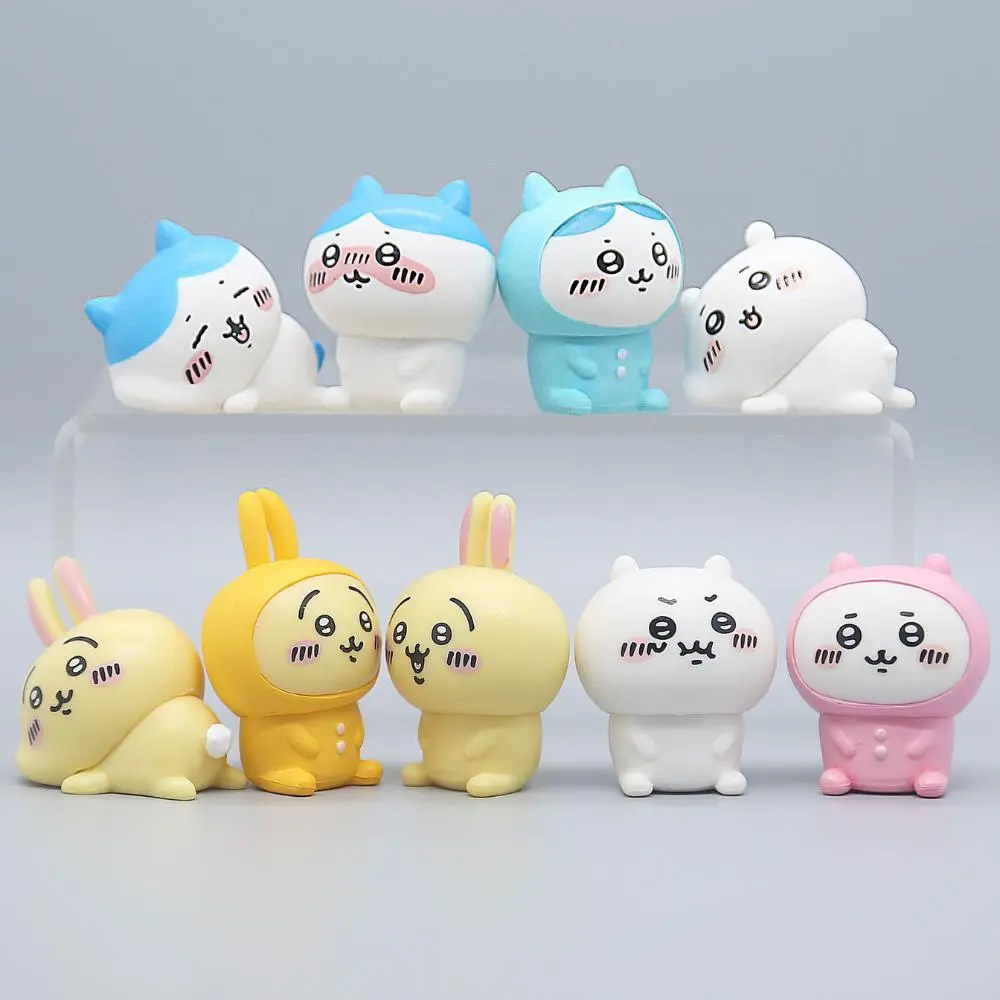 New 3pcs Chiikawa Usagi Hachiware Cartoon Character Figurine Set - Collectibles Art Toy Ornament Set, DIY Supplies, Bobbleheads for Car & Desk Office Decor Gifting, Pvc