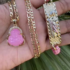 Necklace and Bracelet Set Anniversary Male Female Birthday Daily Engagement Auspicious pink , green or blue options