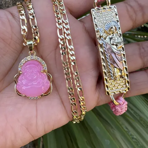 Necklace and Bracelet Set Anniversary Male Female Birthday Daily Engagement Auspicious pink , green or blue options