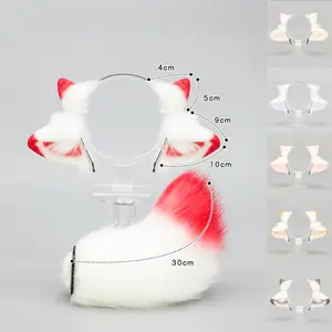 Sheep Ears & Beast Ears Hair Hoop Set with Adorable Tail Plush Material for Cosplay Comic Halloween Girls' Gifts