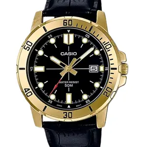 Casio Gold genuine leather band large Size watch for Men mtp-vd01Gl-1e