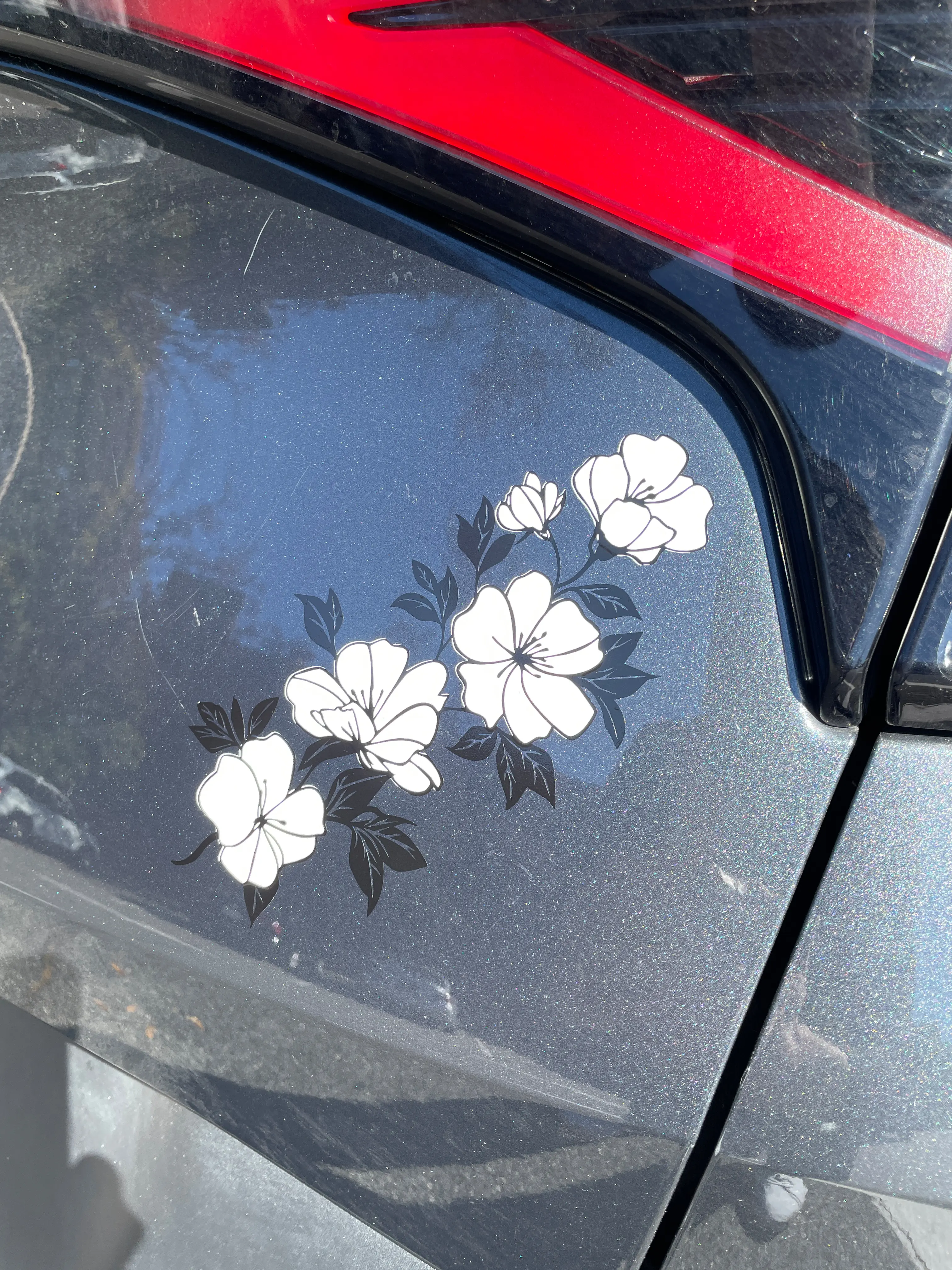 Jasmine Flower Car Decal – Elegant Floral Sticker for Women – Original Handmade Design – Premium US Vinyl, Waterproof & Fade Resistant – 7” x 4.4”, Car Vehicle Decoration, Decals Vehicle