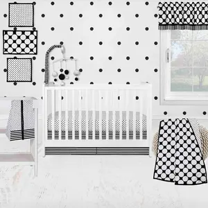 Bacati - Dots Pin Stripes 10-Piece Crib Bedding Set with Two Crib Sheets - Black/White Unisex